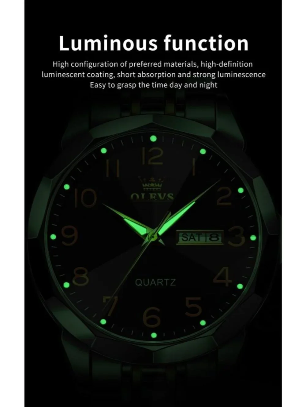 Men's Silver Black Analog Simple Business Stainless Waterproof Luminous Watch